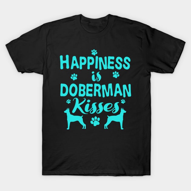 Cute Doberman Kisses Gift Doberman Pinscher Kisses Print T-Shirt by Linco